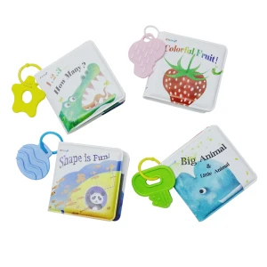 New Design Floating Mini Baby Bath Book Set with Teether, Soft Book For Kids To Learn Number, Shape, Animal &amp; Color
