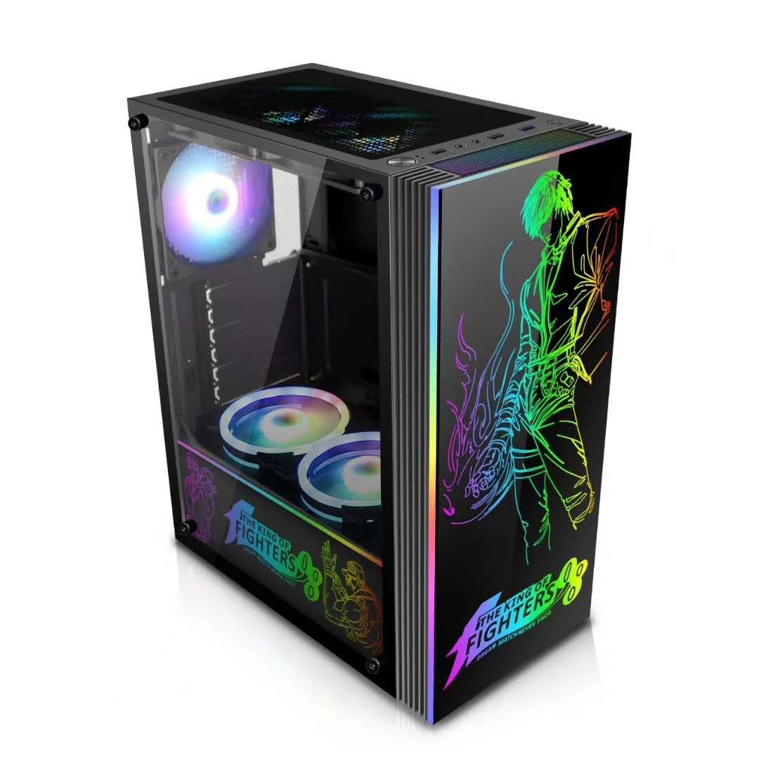 New Design width case pc full tower with RGB Strip Lights /pc gamer case with Mesh