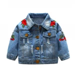 New Fashion Girls Embroidery Cowboy Jean Coat Baby Children's Denim Jacket