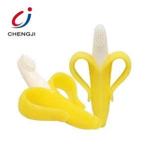 New food grade custom training toothbrush banana toy baby silicone teether for baby