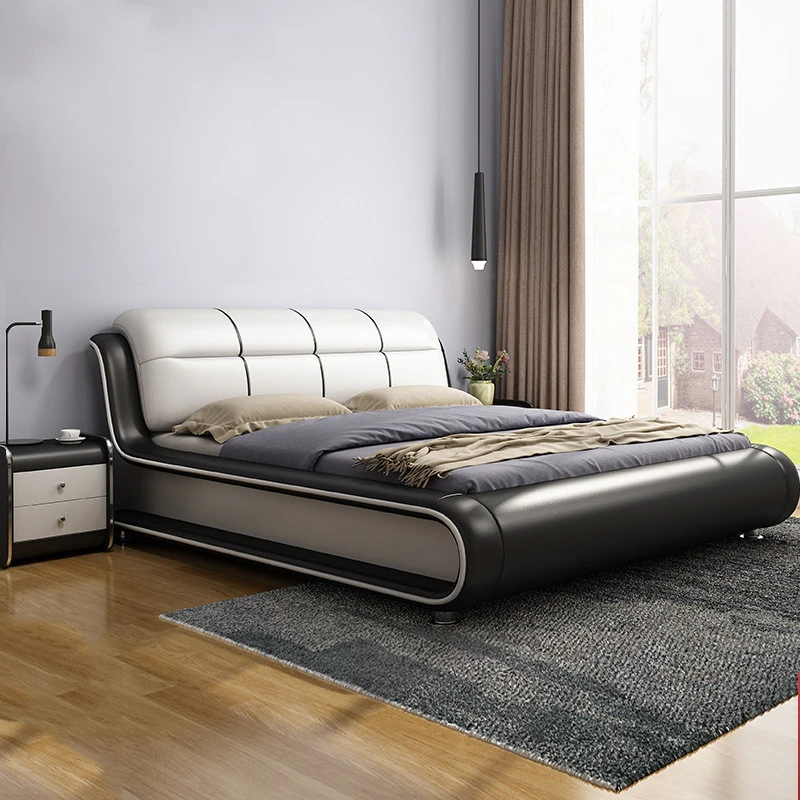New Modern European Bedroom Furniture Luxury Leather Double Bed