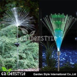 novelty solar stake professional color changing fiber optic lamp