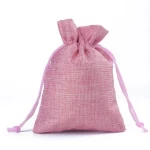 OEM Drawstring burlap pouch with logo christmas gift jute bag jewelry travel burlap bag
