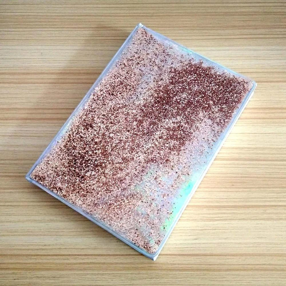 oil filled custom liquid filled glitter filled notebook cover