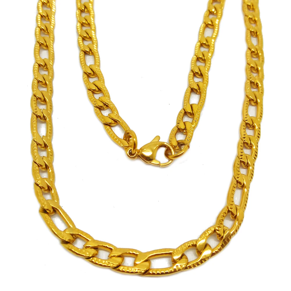 Olivia Stainless Steel Punk Style Jewelry Flat Cuban Link Chains Men Gold Chain Necklace