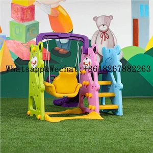Outdoor Plastic panda Swing and Slide Indoor Swing with Slide for kids