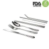 Outdoor Portable Picnic Stainless Steel Tableware with Bag Knife Fork Spoon Chopsticks Straws 6 Piece Suit Camping Trip Tools