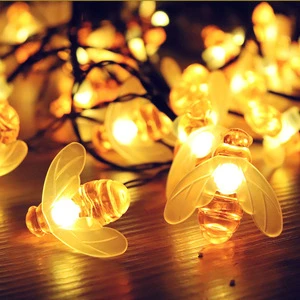 Outdoor Waterproof Bees Shape Solar LED String Light for Garden Patio Decorations Warm White
