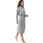OYA HOME Unisex Bathing Robe with Long Waffle Shawl Collar Spa Robe for Women