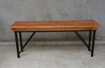 patio metal wood folding bench, Black Metal wood bench