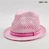 Pink paper cord hollow out woven hat handmade beach travel panama hat fashion children hat