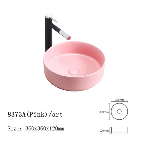 Pink round ceramic custom design wash basin WC bathroom counter top basin