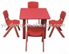 Plastic school furniture with desk and chairs