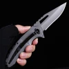 Pocket Folding Knife Handle Blade Tactical Camping Hunting Knives  Tools black