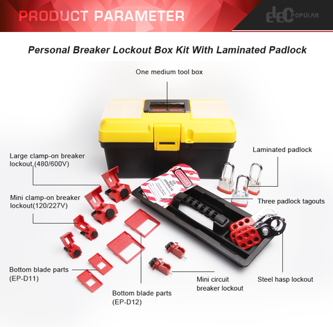 Portable Safety Breaker Lockout Tagout Box With Laminated Padlock