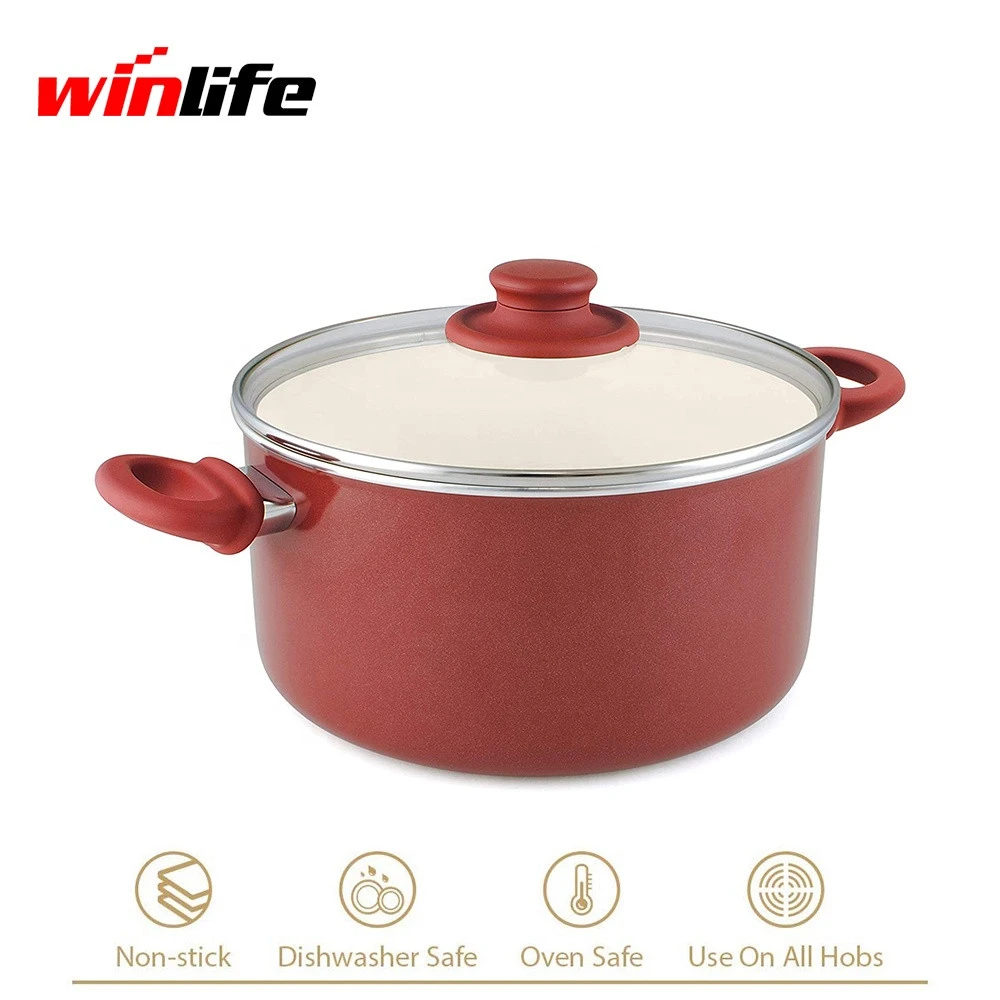 PRC37  Red Kitchenware Pressing Ceramic Nonstick Aluminum  Cookware