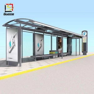 prefabricated outdoor bus stop advertisement light box smart bus shelter