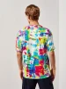 Private logo design tees summer high quality men drop shoulder alien print vacation tie dye custom t shirt wholesale