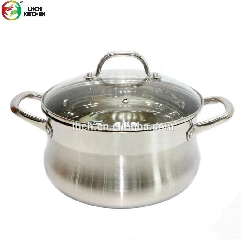Professional Commercial Belly Shape Cooking Pot Wholesale Stainless Steel Soup Pot Stock Pot With Lid