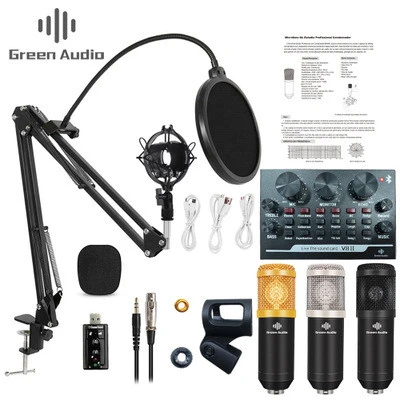 Professional Condenser Microphone V8 Sound Card set for webcast live recording