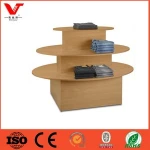 Promotion display table 3 layer wood stand display nesting display table for clothing