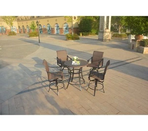 Promotion set bar set cast iron furniture with rotating chairs for garden