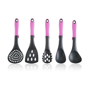 Quality 5 Pieces Colorful Kitchen Small Cooking Tools Set Utensils Pink