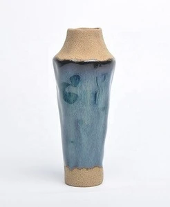Rainbow color crinkly cylinder shape large modern ceramic porcelain vases for exhibit