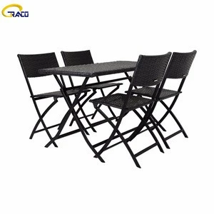 rattan simply folding dining table chair set