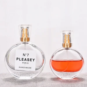 Read To Ship Luxury Perfume Bottle Glass Flat Round Parfum Bottle 25ML