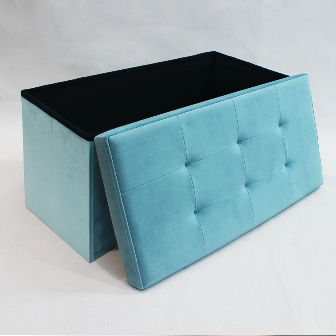 Reatai handmade velvet fabric ottoman bench box foldable storage box bench ottoman