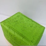 Rectangular Clothing Sustainable Green bamboo baskets lined with cloth From Vietnam