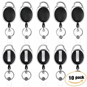 Retractable Reel ID Badge Key Chain Card Name Tag Holders With Belt Clip