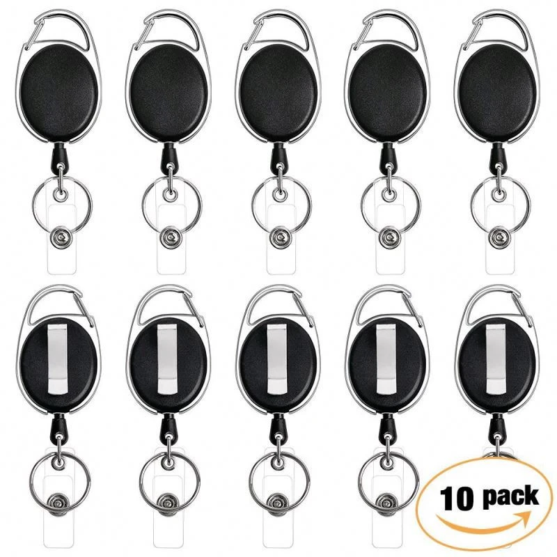 Retractable Reel ID Badge Key Chain Card Name Tag Holders With Belt Clip