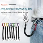 Retractable Safety Winding Rope Aluminum Alloy Climbing Buckle Anti-Lost Spring Coiled Fishing Lanyard Tools
