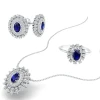 REYES Personalized Original Designs 925 Sterling Silver Moissanite Jewelry Sets Women Blue Sapphire Gemstone Earring Sets