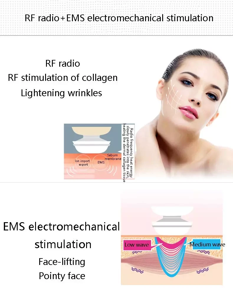 RF EMS  Facial lifting wrinkle remover beauty care face whitening device  electroporation machine RF face massager