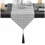 Romantic Nordic Style Geometric Embroidered Table Runner And Cushion Cover For Dining Table Modern