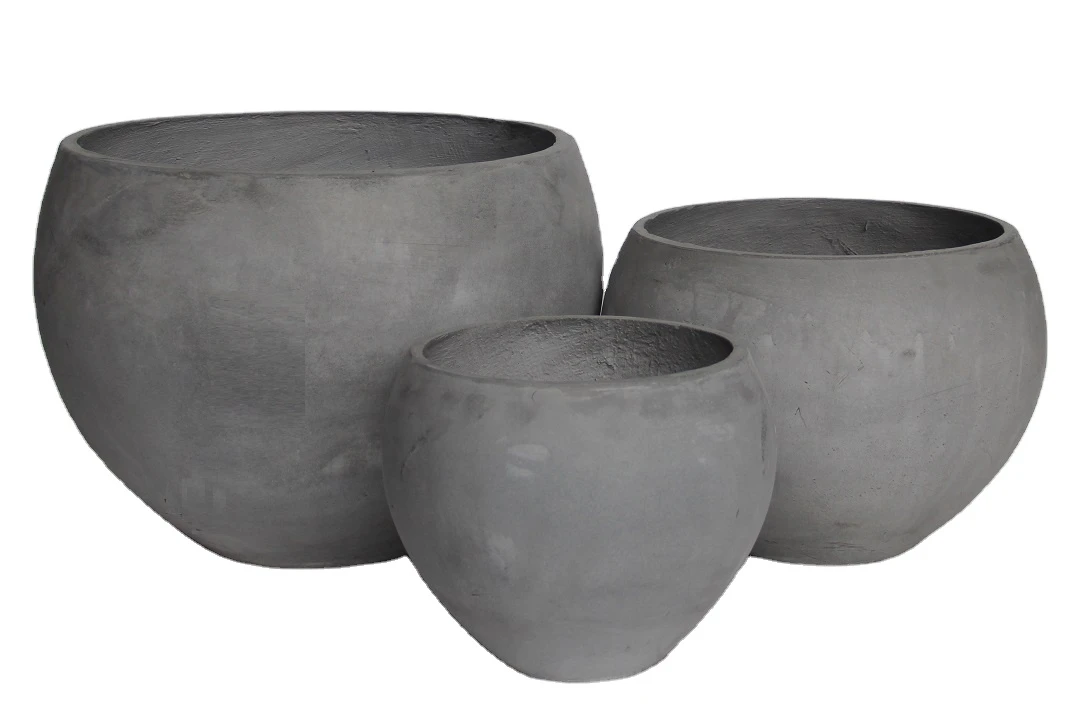 Round fiberstone plant pot  for patio gallery use