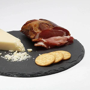 Round Slate Cheese Board 12 Inch dinner Tray Serving Plate natural stone For Smoked Meats