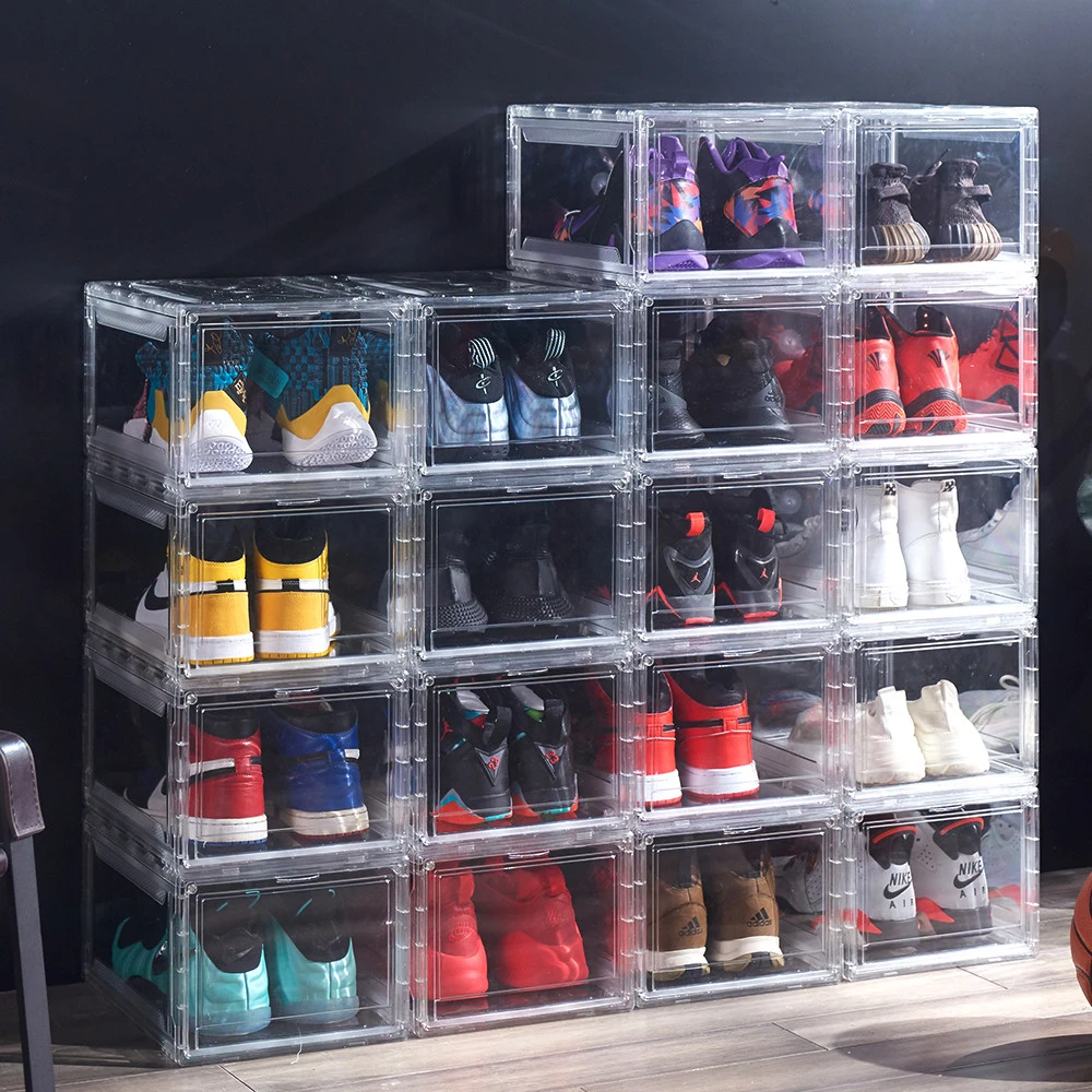 Saving space plastic transparent storage boxes for shoes