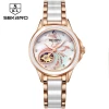 SEKARO Ceramic Women&#39;s Luxury Lady Mechanical Watch Skeleton Flower Design Watches
