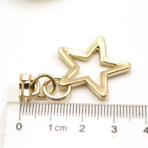 Shining golden star metal zipper slider for decorating clothes