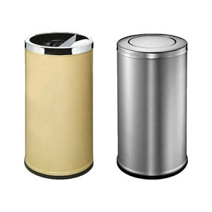 Shopping Mall Round Stainless Steel Dustbin / Waste Bin,Standing Waste Bin With Large Capacity