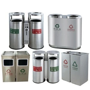 shopping mall rubbish cans commercial recycle bin 3 compartment stainless steel waste bins
