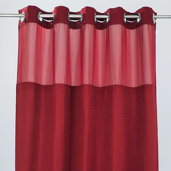Shower Curtains Bathroom Set with Snap in Liner, Waffle Fabric Heavy Duty Thick Fabric Hookless Shower Curtains