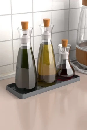 Silicone Oil Pot Oil Bowl Stand Base Multi-Purpose Organizer Presentation Holder Soap Dish Stand 26x10 Cm Anthracite Non Slip