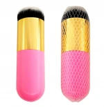 Single Short fat plastic handle Foundation Brush Amazon hot sell cosmetic brush custom private logo makeup brush