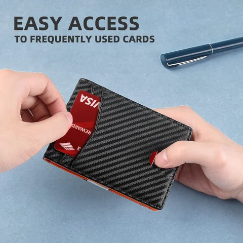 Slim Wallet for Men, Front Pocket Mens Wallet 12 Slots RFID Blocking Wallet with ID Window Gift Box