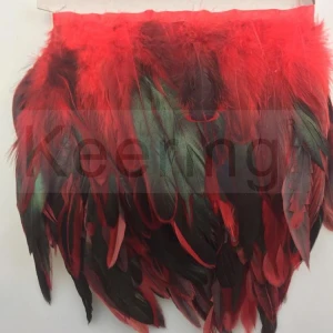 Small order High Quality Double color Rooster Fabric Trimming Of Chicken Feather